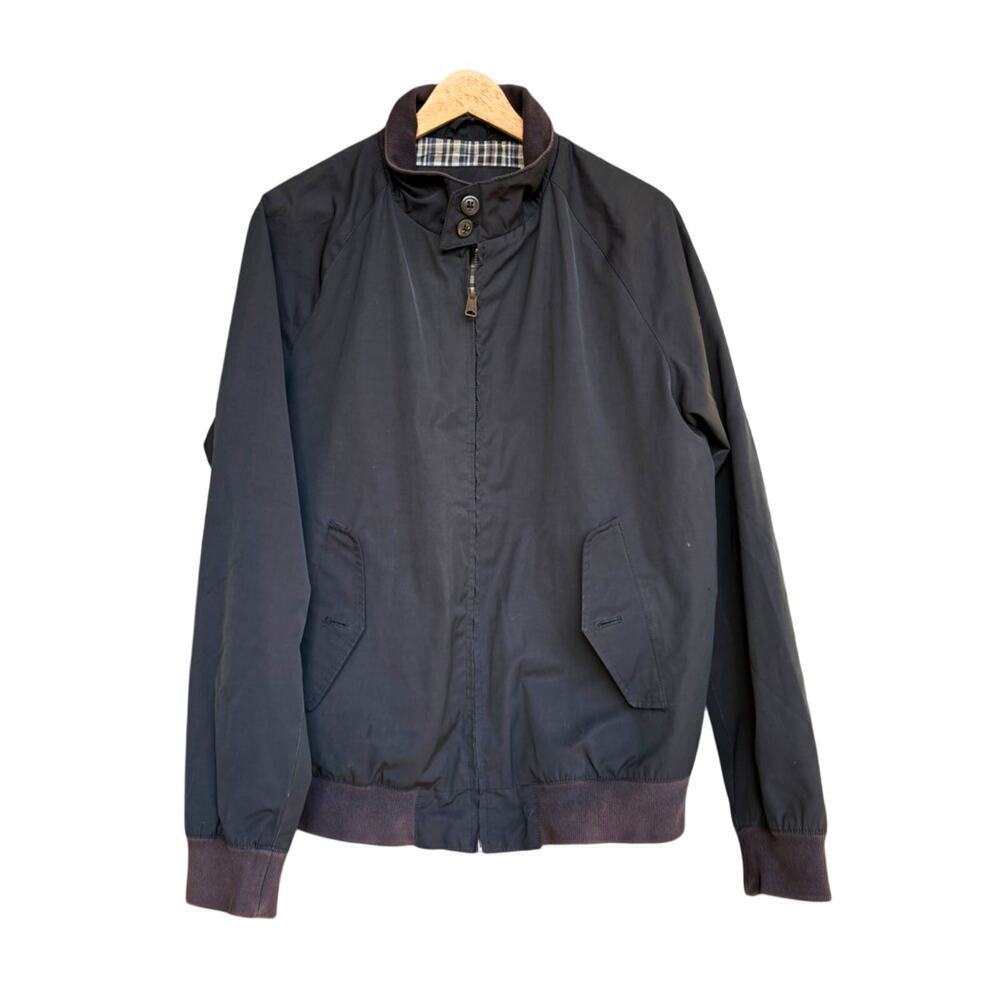 Replay Harrington Jacket | Faded Black Plaid Lined | Size L | Vintage